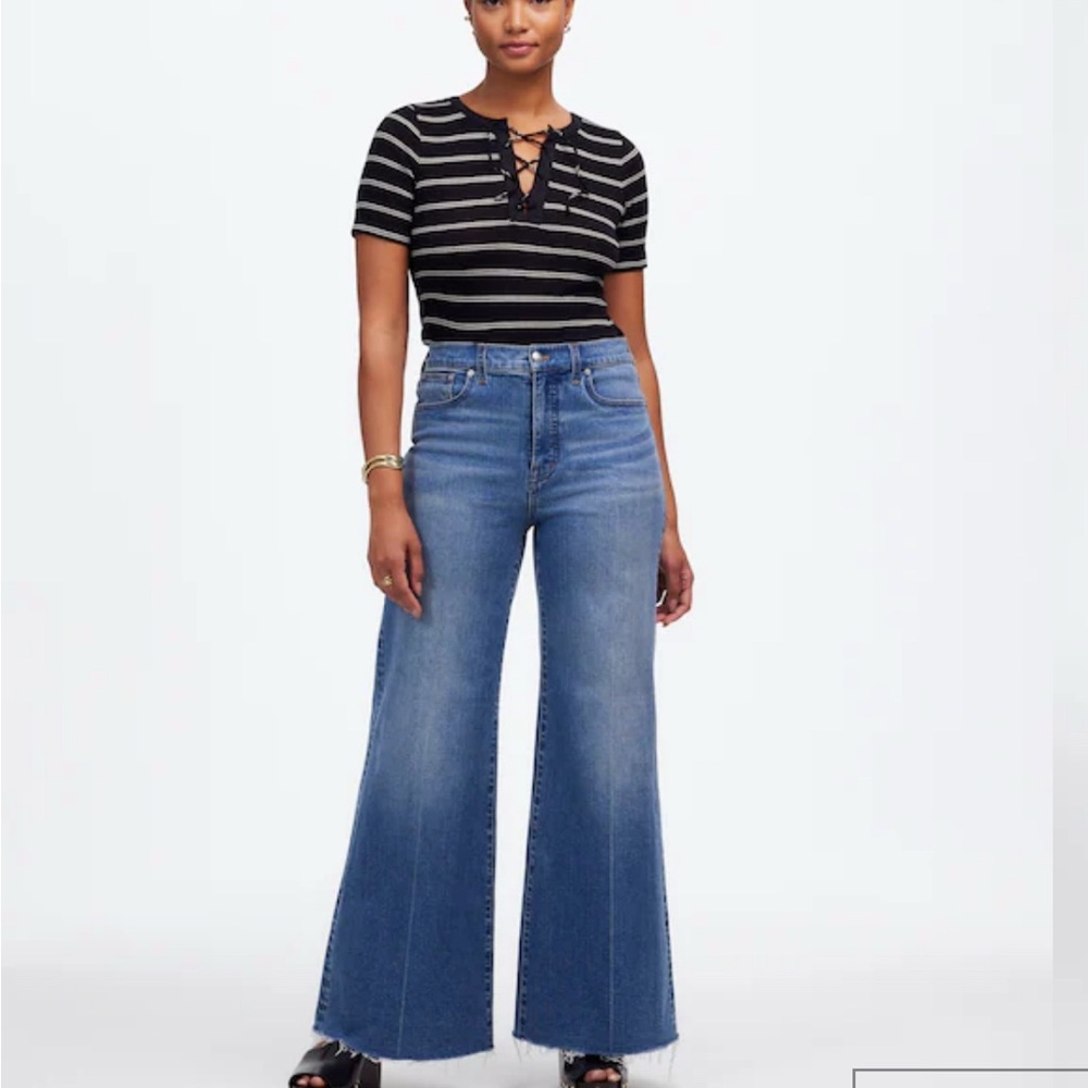NWT Madewell Curvy Flared Wide Leg Crop Jeans in Oneida Wash